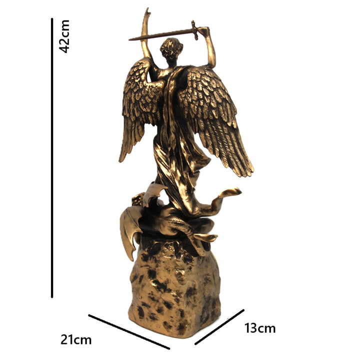 Ärkeängeln Mikael figurin, klocka, religiös skulptur i brons, drottning Isabel