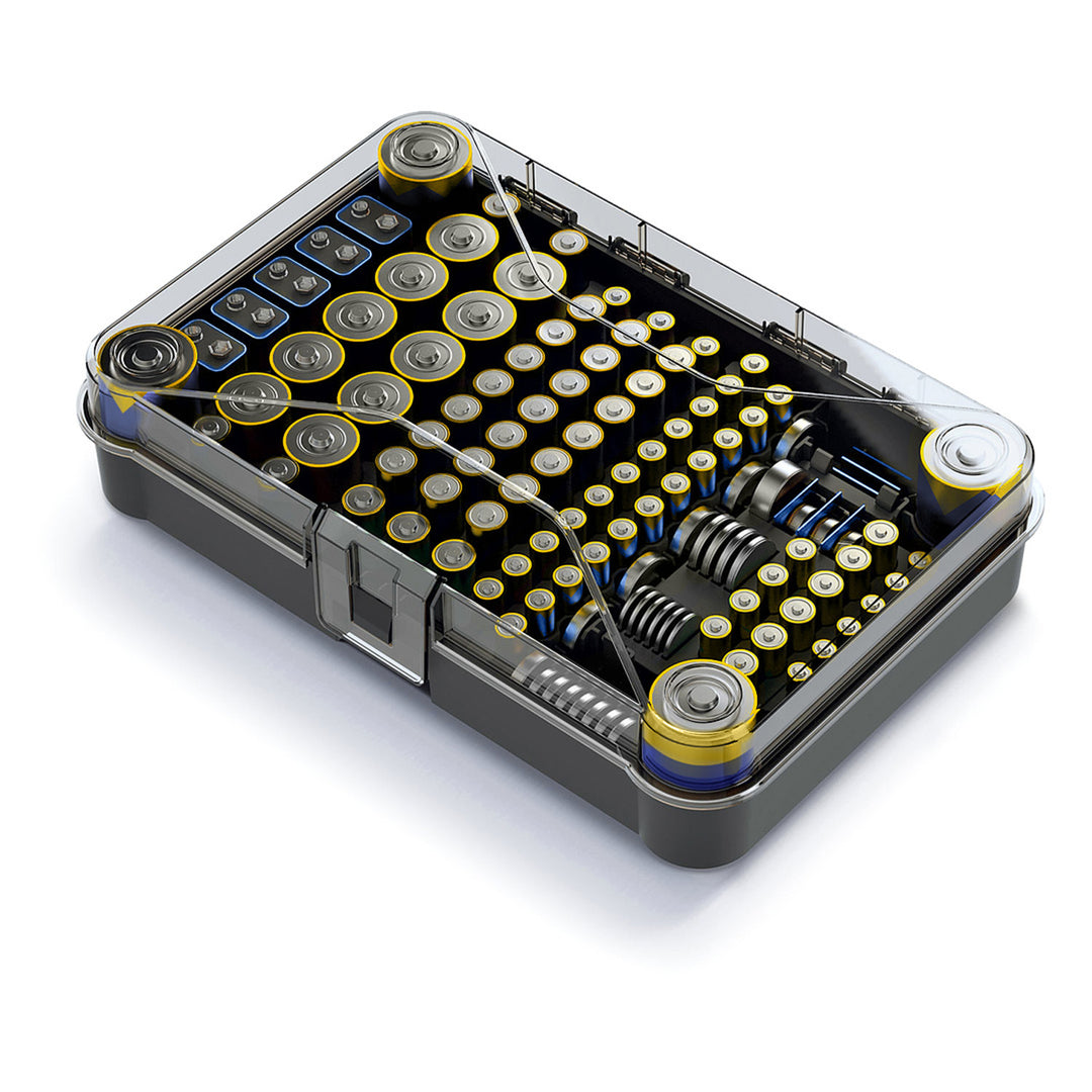 GreenBlue batteriorganisator, genomskinligt lock, 115 fack, Varta Box GB189, 3 st