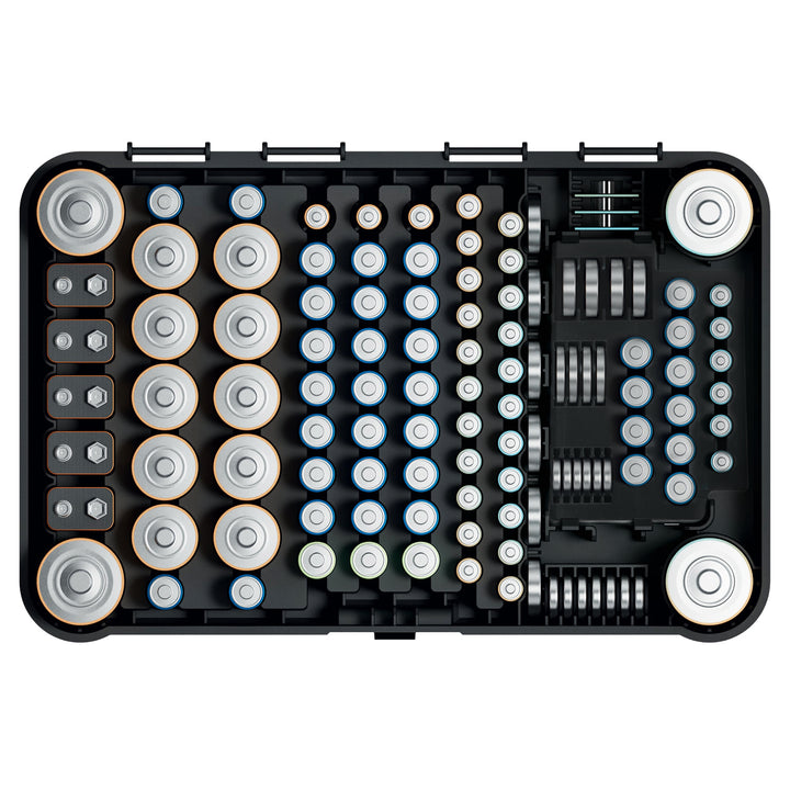 GreenBlue batteriorganisator, genomskinligt lock, 115 fack, Varta Box GB189, 5 st
