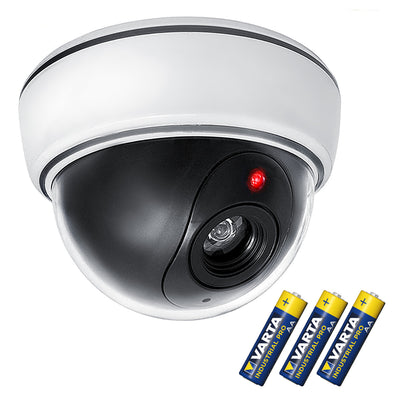 Dummy dome-kamera DC2300 med blinkande LED + 3x AA-batterier Varta Industrial