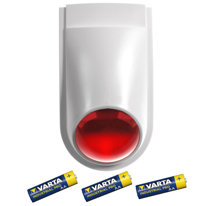 Dummy larmsiren med LED, AL2030 + 3x AA Varta Industrial-batterier