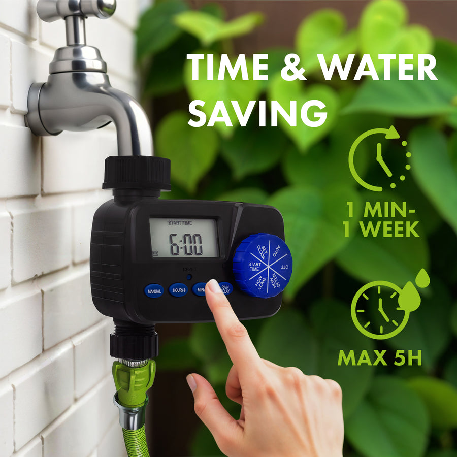 GreenBlue elektronisk bevattningskontroll, programmerare, strömförsörjning 2x1,5V AA, GB390 + 2x Varta Industrial alkaliskt AA-batteri
