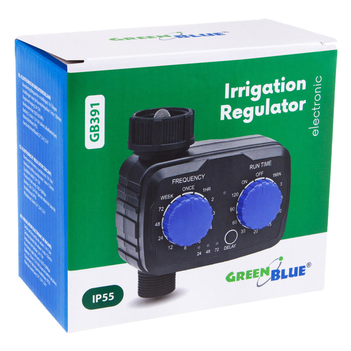 GreenBlue elektronisk bevattningskontroll, programmerare, strömförsörjning 2x 1,5V AA, GB391 + 2x Varta Industrial alkaliska AA-batterier