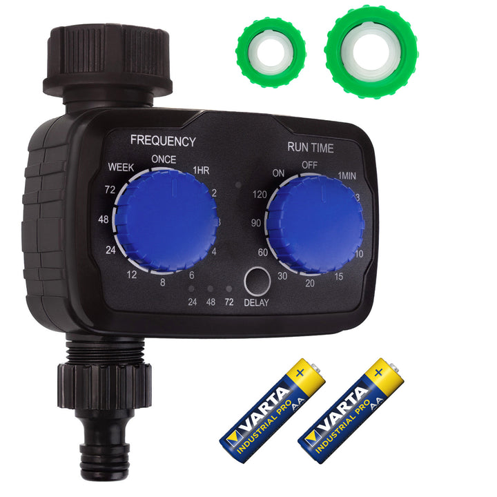 GreenBlue elektronisk bevattningskontroll, programmerare, strömförsörjning 2x 1,5V AA, GB391 + 2x Varta Industrial alkaliska AA-batterier