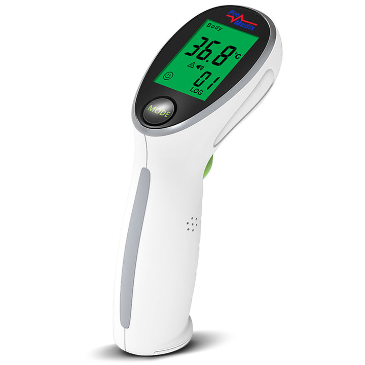 Promedix PR-960 beröringsfri infraröd medicinsk termometer + 2x AAA Varta Industrial-batterier