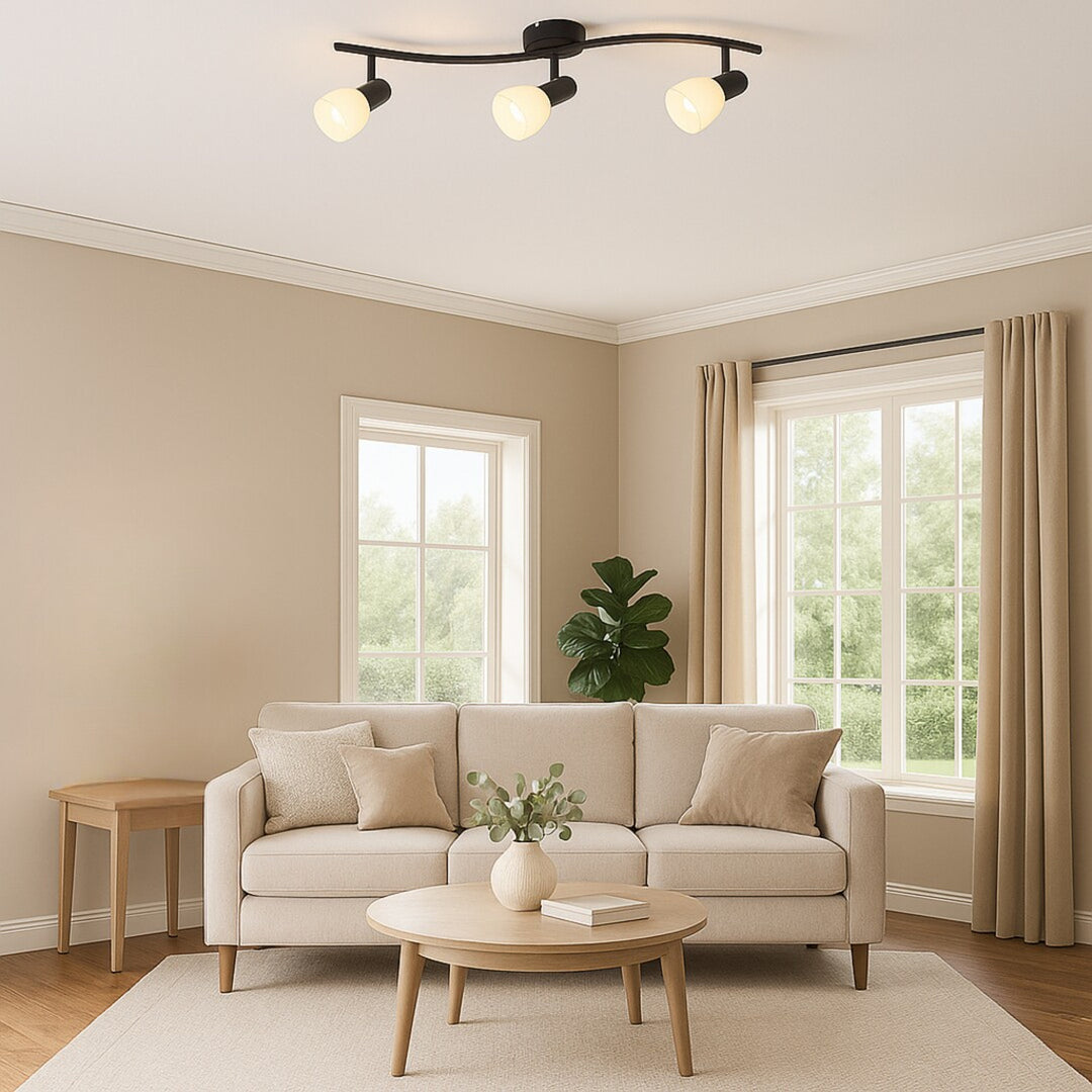 Rabalux taklampa, spot, 3x E14 glödtråd, IP20, svart, Soma