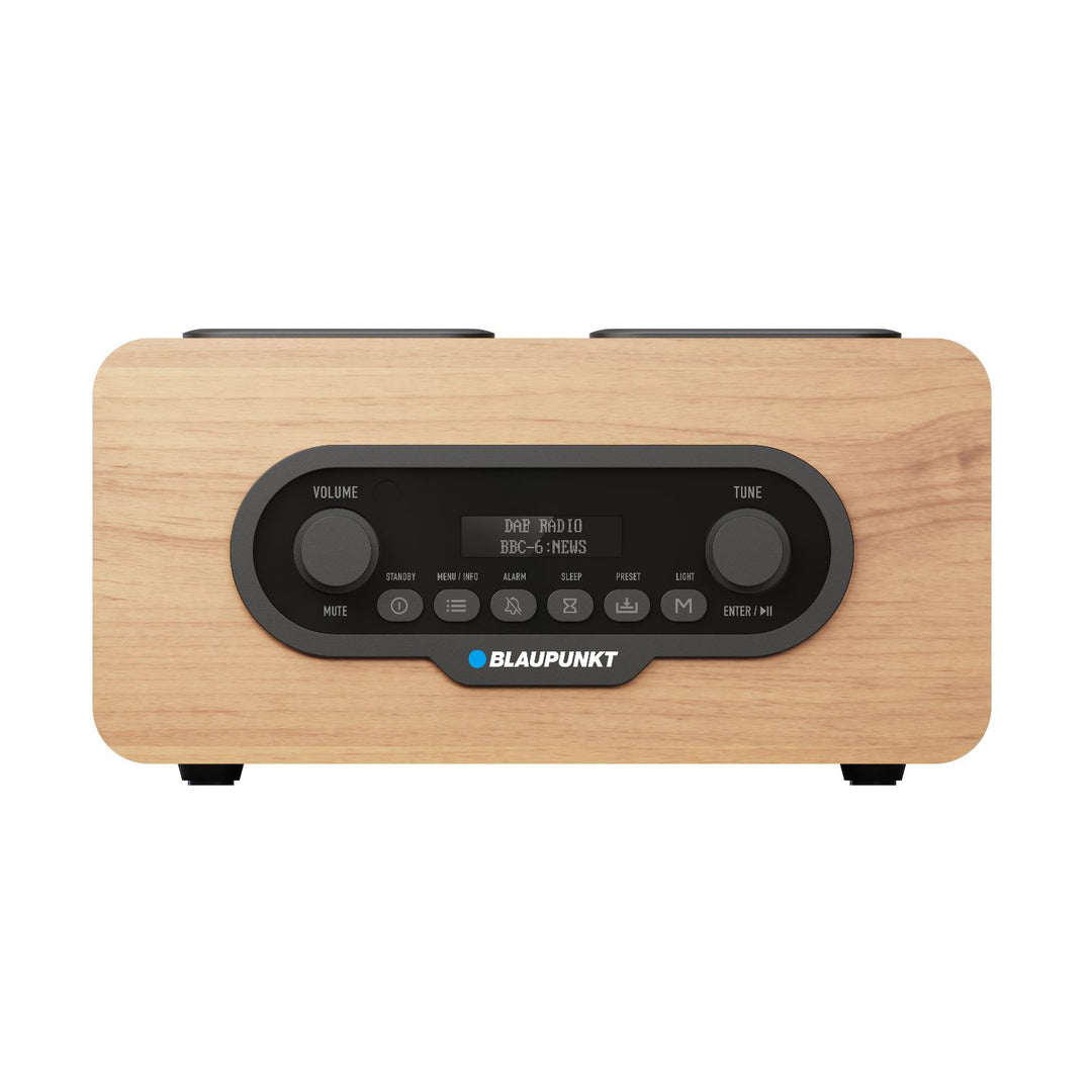 Blaupunkt Portable Radio, DAB+ digitalradio och FM-tuner, Bluetooth, hörlursutgång, USB- och microSD-spelare, LCD-display, klock- och alarmfunktion, drivs av uppladdningsbart USB-C-batteri, DR10CR