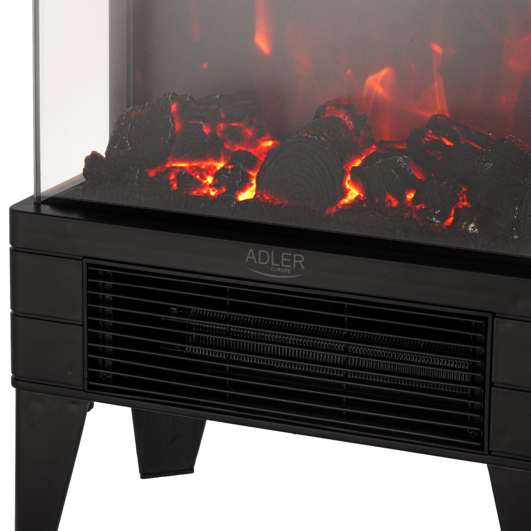 LED elektrisk öppen spis med fjärrkontroll, 2 värmeeffekter 1000W/2000W, termostat, Adler AD 7755