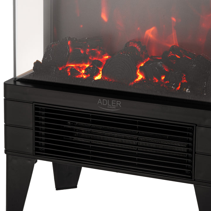 LED elektrisk öppen spis med fjärrkontroll, 2 värmeeffekter 1000W/2000W, termostat, Adler AD 7755