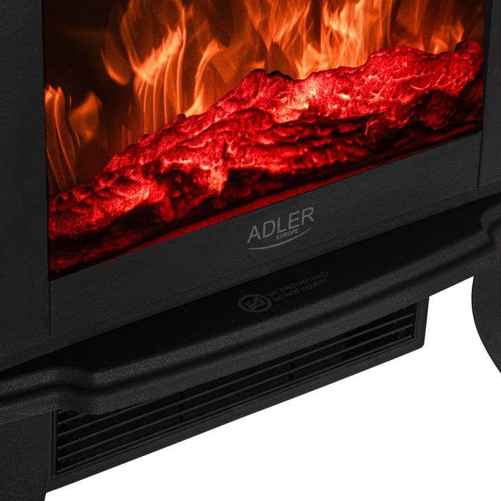 Adler elektrisk öppen spis, 2 värmenivåer, maxeffekt 1800W, termostat, 3D-lågeffekt, AD 7754