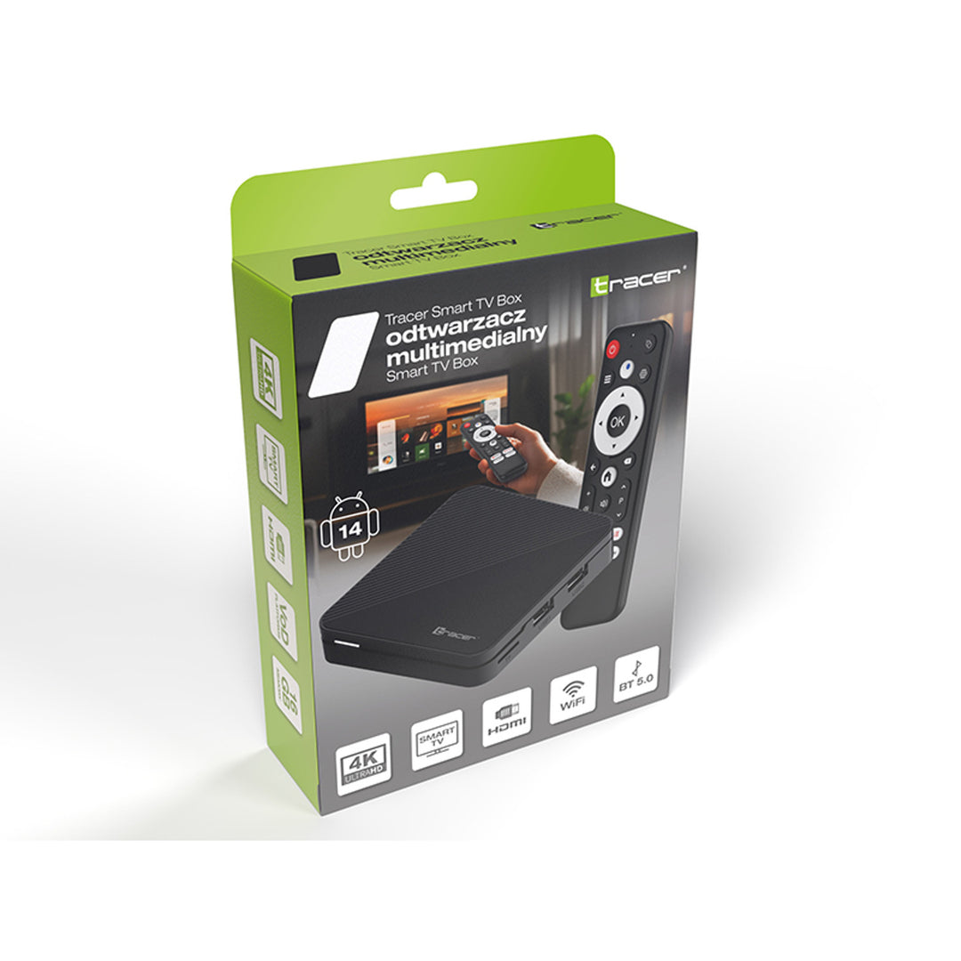 Mediaspelare, Android 14, 2 GB RAM, 16 GB minne, Bluetooth 5.0, Wi-Fi, TV-box