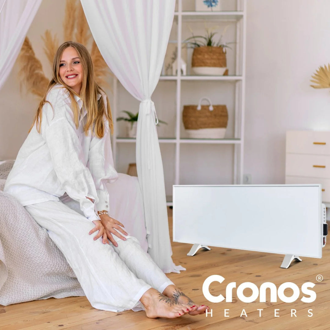 Cronos infravärmare, 330W, vit, allergivänlig, ultratunn, matt yta, värmer en yta upp till 12m2, Synthelith PRO CRP-330TWP Vit