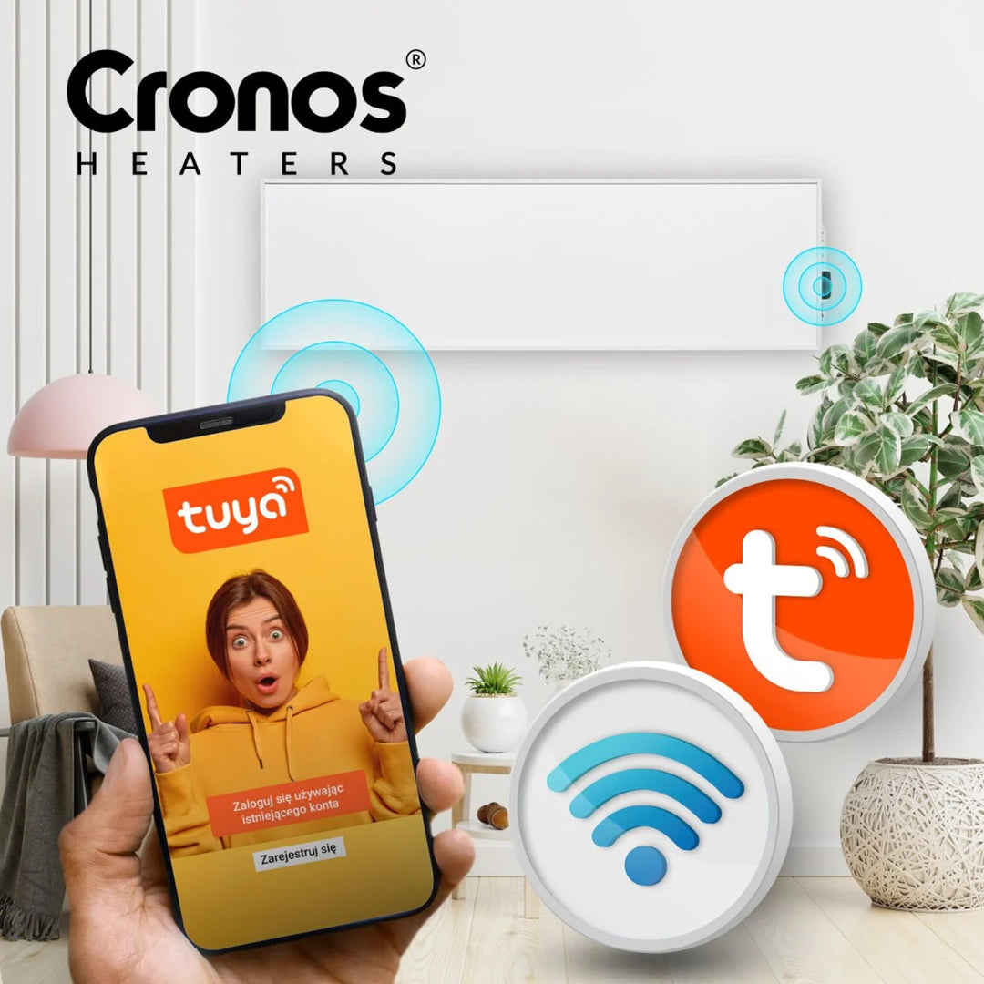 Cronos infravärmare, 330W, vit, allergivänlig, ultratunn, matt yta, värmer en yta upp till 12m2, Synthelith PRO CRP-330TWP Vit