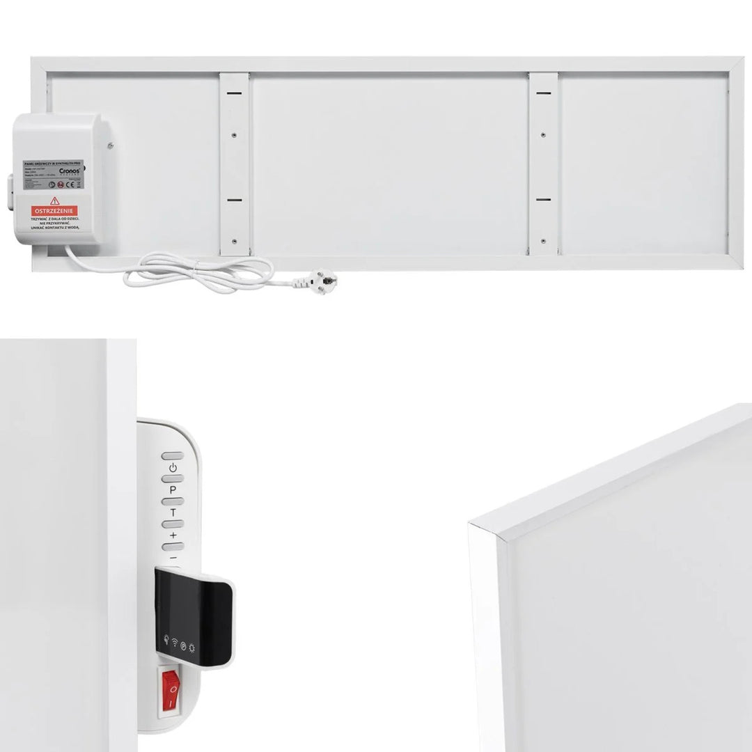 Cronos infravärmare, 330W, vit, allergivänlig, ultratunn, matt yta, värmer en yta upp till 12m2, Synthelith PRO CRP-330TWP Vit