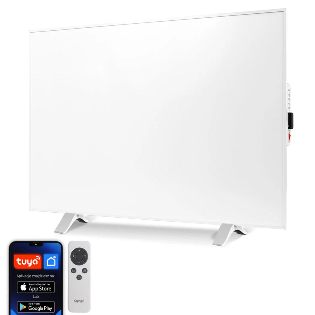 Cronos infravärmare, 500W, vit, allergivänlig, ultratunn, matt yta, värmer upp till 14m2, Synthelith PRO CRP-500TWP Vit