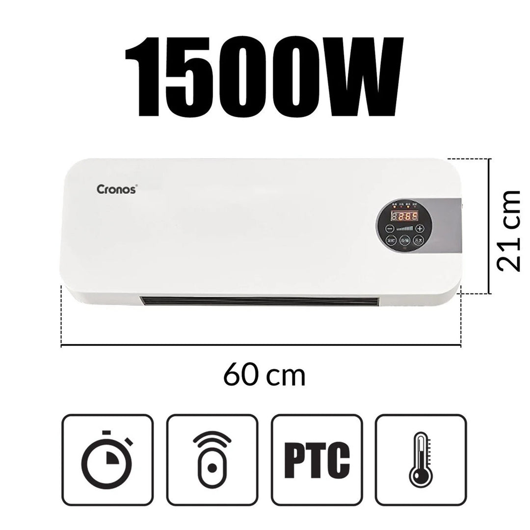 Cronos fläktluftridå, 1500W, låg strömförbrukning, bred utblåsningsvinkel, fjärrkontroll, HFH-201