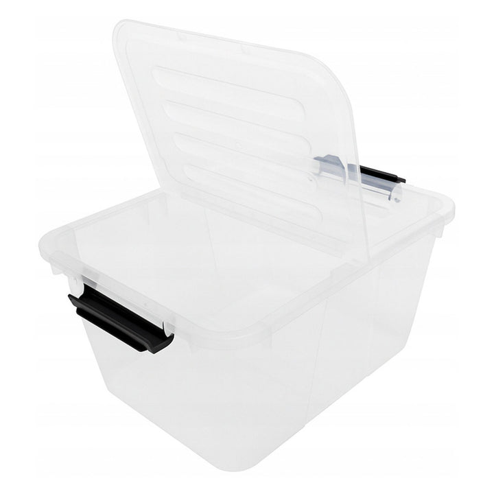 Plast Team Home Box Flex 15L behållare med dubbelt lock, vikbart lock, säkerhetsklämmor, transparent, 23010800