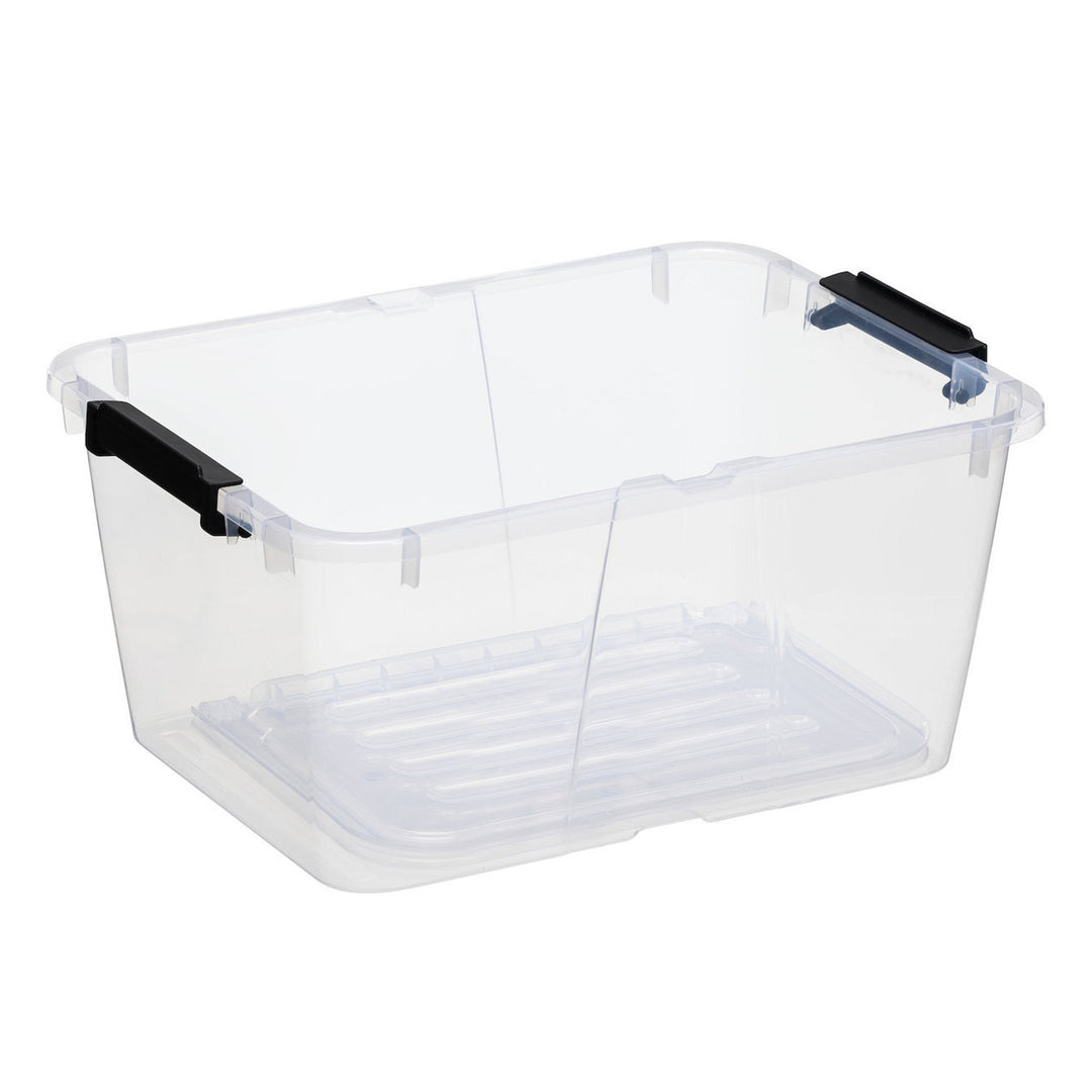Plast Team Home Box Flex 15L behållare med dubbelt lock, vikbart lock, säkerhetsklämmor, transparent, 23010800