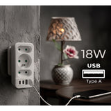 Strömuttag x3 + 4xUSB Maclean, 3-facks splitter, 2xUSB A, 2xUSB C PD 20W, 1x16A + 2x6A, MCE248 F/W, 2 st