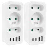 Strömuttag x3 + 4xUSB Maclean, 3-facks splitter, 2xUSB A, 2xUSB C PD 20W, 1x16A + 2x6A, MCE248 F/W, 2 st