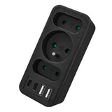 Strömuttag x3 + 4xUSB Maclean, 3-facks splitter, 2xUSB A, 2xUSB C PD 20W, 1x16A + 2x6A, MCE248 F/B, 2 st