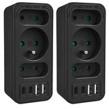 Strömuttag x3 + 4xUSB Maclean, 3-facks splitter, 2xUSB A, 2xUSB C PD 20W, 1x16A + 2x6A, MCE248 F/B, 2 st