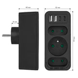 Strömuttag x3 + 4xUSB Maclean, 3-facks splitter, 2xUSB A, 2xUSB C PD 20W, 1x16A + 2x6A, MCE248 F/B, 3 st