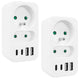 Maclean strömuttag x2 + 4xUSB, splitter med 2 uttag, 2xUSB A, 2xUSB C PD 20W, 1x16A + 1x6A, MCE249 F/W, 2 st