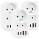Maclean strömuttag x2 + 4xUSB, splitter med 2 uttag, 2xUSB A, 2xUSB C PD 20W, 1x16A + 1x6A, MCE249 F/W, 3 st