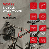 Maclean cykelhållare/vägghängare, horisontell, stål, max. belastning 30 kg, vinkeljusterbar, MC-172
