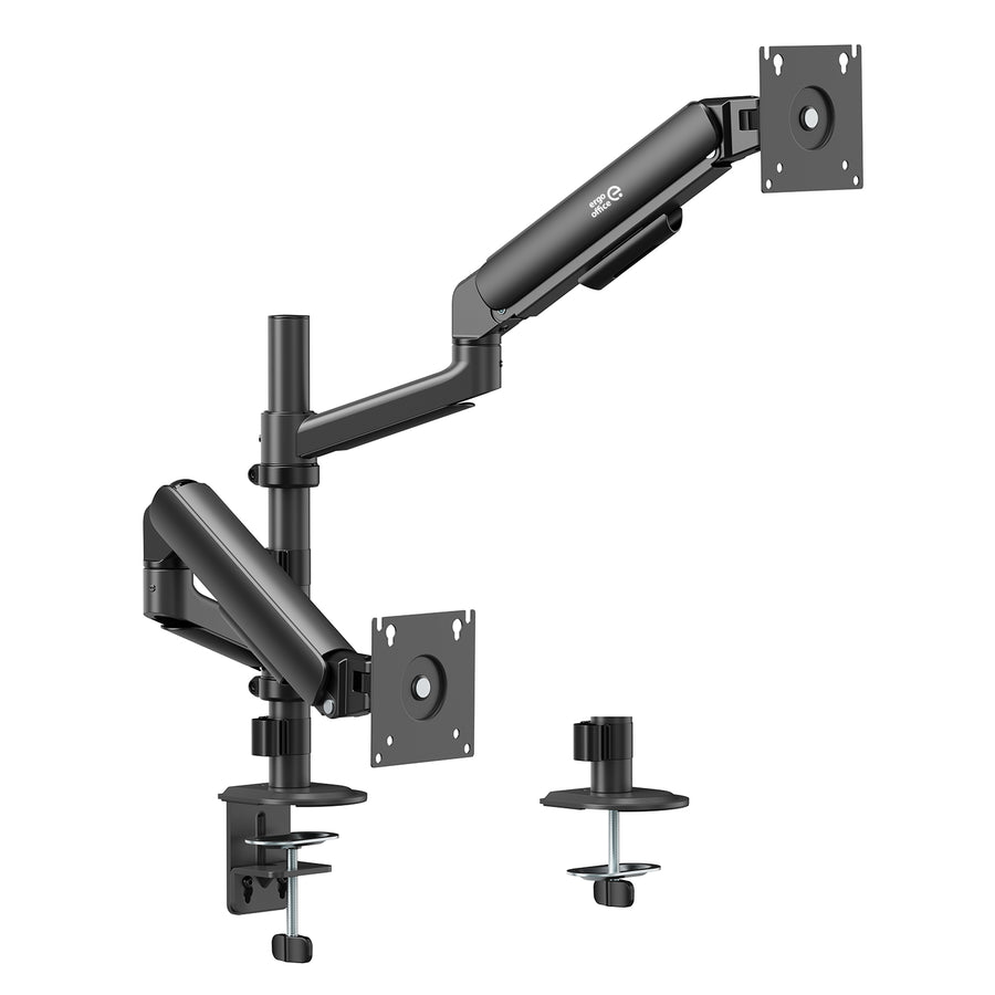 Ergo Office-fäste/hängare för 2 bildskärmar, gasfjäder, 17–32 tum, 1–10 kg, matt svart, ER-692 B