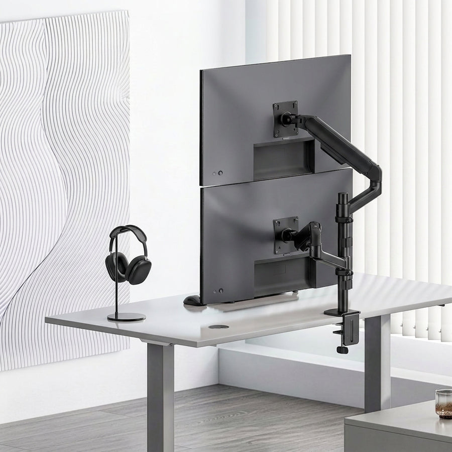 Ergo Office-fäste/hängare för 2 bildskärmar, gasfjäder, 17–32 tum, 1–10 kg, matt svart, ER-692 B