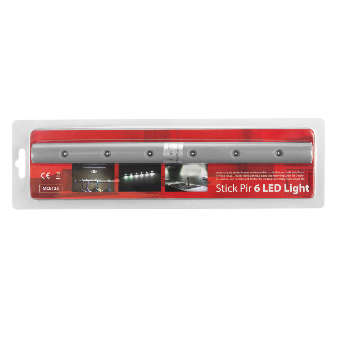 Maclean 6LED kökslampa under skåp, avlång, med rörelsesensor, 5xAA, MCE123 + 5x AAA alkaliskt batteri Varta Industrial