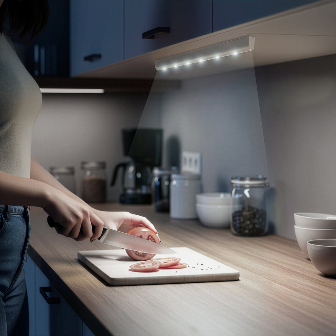 Maclean 6LED kökslampa under skåp, avlång, med rörelsesensor, 5xAA, MCE123 + 5x AAA alkaliskt batteri Varta Industrial
