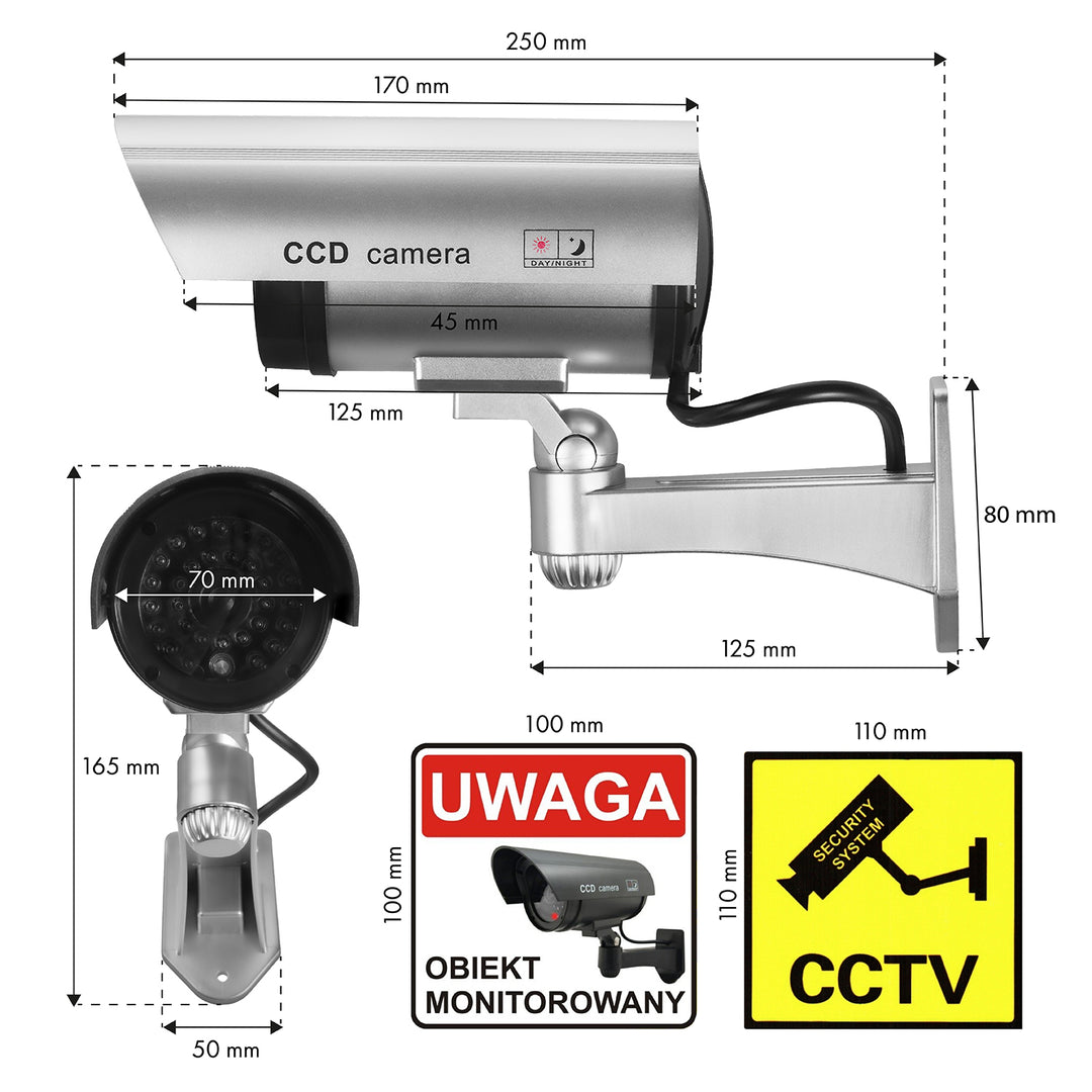 Dummy-kamera med blinkande LED IR1100 S IR extern + 2x Varta Industrial AA-batterier