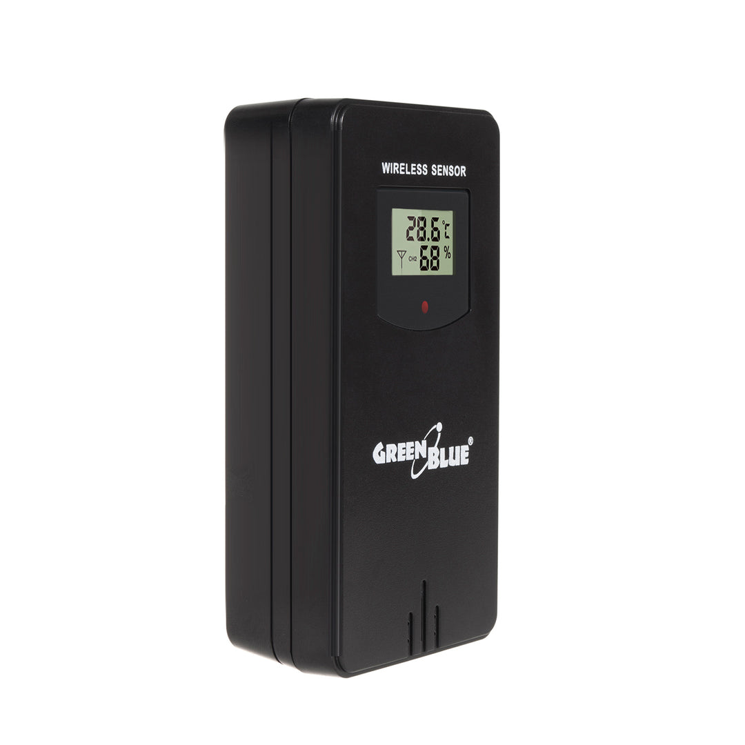 GreenBlue WiFi-väderstation, TUYA-kompatibel, utomhussensor, kalender, väderprognos, barometer, nätadapter, batterier, GB215