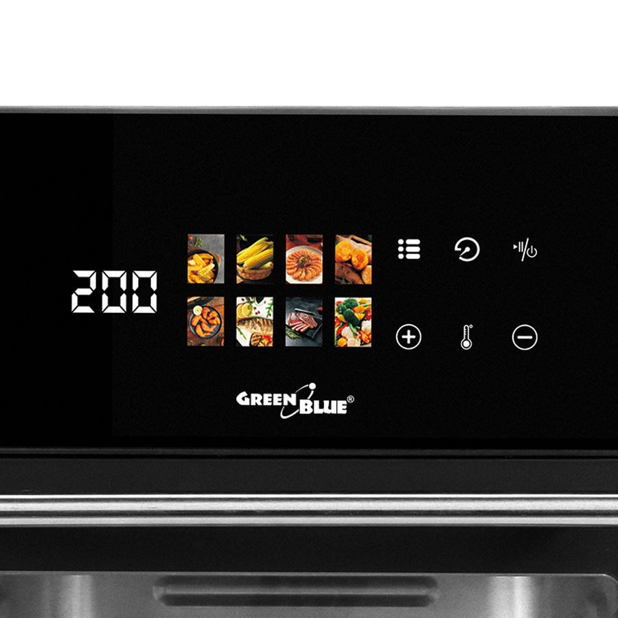 GreenBlue AIR FRYER fettfri fritös, kraftfull 1800 W, 10 liters kapacitet, 8 program, tillbehör, timer, GB950