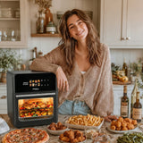 GreenBlue AIR FRYER fettfri fritös, kraftfull 1800 W, 10 liters kapacitet, 8 program, tillbehör, timer, GB950