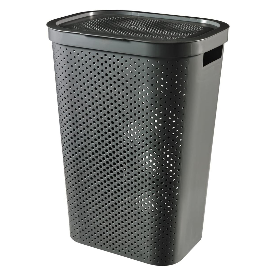 Curver Infinity Recycled mangle / tvättkorg, Kapacitet 40L, Mörkgrå, 100% återvunnen, 245675 + Curver Infinity Recycled 60L tvättkorg