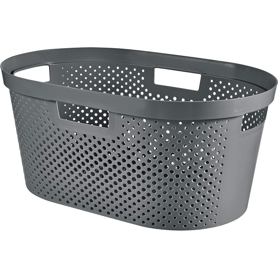 Curver Infinity Recycled mangle / tvättkorg, Kapacitet 40L, Mörkgrå, 100% återvunnen, 245675 + Curver Infinity Recycled 60L tvättkorg
