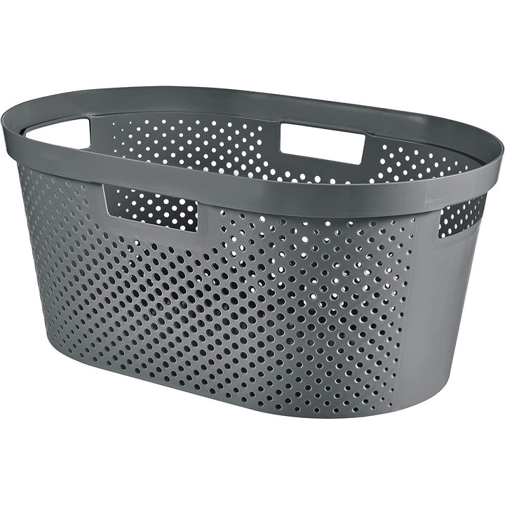 Curver Infinity Recycled mangle / tvättkorg, Kapacitet 40L, Mörkgrå, 100% återvunnen, 245675 + Curver Infinity Recycled 60L tvättkorg
