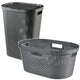 Curver Infinity Recycled mangle / tvättkorg, Kapacitet 40L, Mörkgrå, 100% återvunnen, 245675 + Curver Infinity Recycled 60L tvättkorg