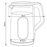 GreenBlue trådlös vattenkokare, volym 1,7 l, vattenbehållare i glas, tydlig display, temperaturval, 2200 W, GB670 B