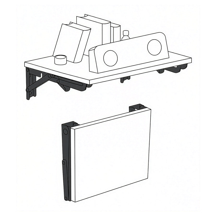 Fällbar fäste för vägghylla Maclean, min. 250 mm, max. 500 mm, max. 50 kg, 2 st., MC-194