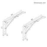 Fällbar fäste för vägghylla Maclean, min. 250 mm, max. 500 mm, max. 50 kg, 2 st., MC-194