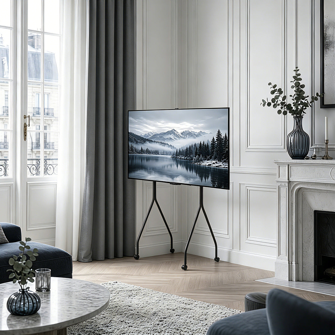 TV-stativ/vagn Maclean, på hjul, 37–80", max. belastning 50 kg, max. VESA 600x400, svart, MC-180 B