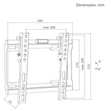 TV-fäste/hängare Maclean, max VESA 200x200, 13–43 tum, upp till 45 kg, svart, lutningsjustering 0°–-8°, MC-186