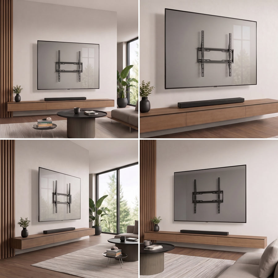 TV-fäste/hängare Maclean, max VESA 400x400, 32–75 tum, upp till 45 kg, svart, lutningsjustering 0°–-8°, MC-187
