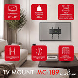 TV-fäste/hängare Maclean, max VESA 200x200, 13–43 tum, upp till 45 kg, svart, lutningsjustering +2°–-10°, MC-189