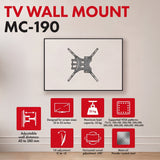 TV-fäste/hängare Maclean, max VESA 400x400, 32–55 tum, upp till 25 kg, svart, lutningsjustering 0°–-15° och vridning +90°–-90°, MC-190